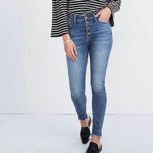 10" High-Rise Skinny Jeans: Button-Front Edition